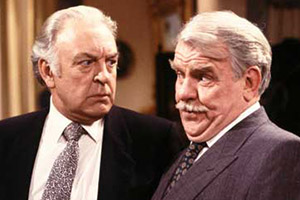 Never The Twain. Image shows from L to R: Simon Peel (Donald Sinden), Oliver Smallbridge (Windsor Davies). Copyright: Thames Television