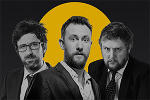 No More Jockeys. Image shows from L to R: Mark Watson, Alex Horne, Tim Key