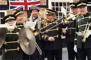 Oh Happy Band!. Image shows left to right: Mr Giles (Tony Sympson), Mr Sowerby (Billy Burden), Mr Herbert (Jonathan Cecil), Harry Bennington (Harry Worth), Mr Pilgrim (Tom Mennard), Mr Braithwaite (John Horsley). Credit: BBC
