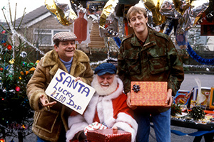 Only Fools And Horses. Image shows from L to R: Del (David Jason), Uncle Albert (Buster Merryfield), Rodney (Nicholas Lyndhurst). Copyright: BBC