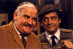 Open All Hours. Image shows left to right: Albert Arkwright (Ronnie Barker), Granville (David Jason). Credit: BBC