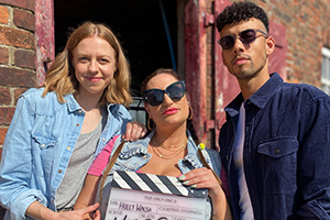 The Other One. Image shows from L to R: Cathy (Ellie White), Cat (Lauren Socha), Callum (Christopher Jeffers)