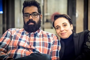 Parental Guidance. Image shows from L to R: Roshan Parera (Romesh Ranganathan), Kate Parera (Amanda Abbington). Copyright: BBC