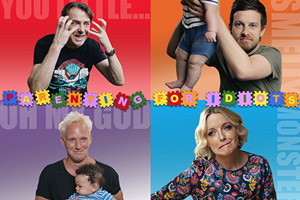 Parenting For Idiots. Image shows from L to R: Jonathan Ross, Jamie Laing, Lauren Laverne, Chris Ramsey