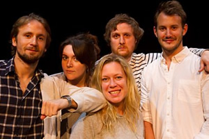 Party. Image shows from L to R: Simon (Tom Basden), Phoebe (Katy Wix), Mel (Anna Crilly), Duncan (Tim Key), Jared (Jonny Sweet). Copyright: BBC Party. Image shows from L to R: Simon (Tom Basden), Phoebe (Katy Wix), Mel (Anna Crilly), Duncan (Tim Key), Jared (Jonny Sweet). Copyright: BBC