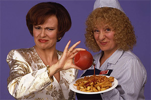 Pat And Margaret. Image shows left to right: Pat Bedford (Julie Walters), Margaret (Victoria Wood)