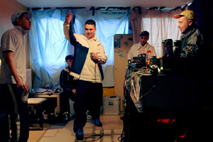 People Just Do Nothing. Image shows from L to R: Grindah (Allan Mustafa), Decoy (Daniel Sylvester Woolford), Beats (Hugo Chegwin). Copyright: Roughcut Television