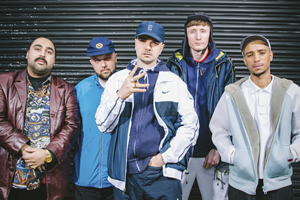 People Just Do Nothing. Image shows from L to R: Chabuddy G (Asim Chaudhry), Beats (Hugo Chegwin), Grindah (Allan Mustafa), Steves (Steve Stamp), Decoy (Daniel Sylvester Woolford). Copyright: Roughcut Television