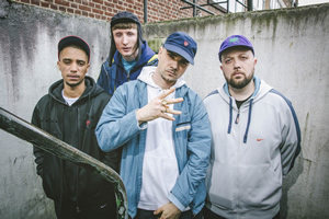 People Just Do Nothing. Image shows from L to R: Decoy (Daniel Sylvester Woolford), Steves (Steve Stamp), Grindah (Allan Mustafa), Beats (Hugo Chegwin). Copyright: Roughcut Television