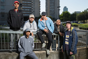 People Just Do Nothing. Image shows from L to R: Decoy (Daniel Sylvester Woolford), Fantasy (Marvin Jay Alvarez), Beats (Hugo Chegwin), Grindah (Allan Mustafa), Chabuddy G (Asim Chaudhry), Steves (Steve Stamp). Copyright: Roughcut Television