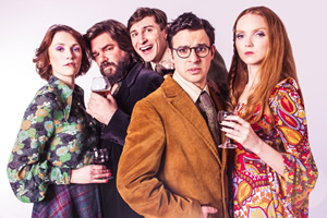 The Philanthropist. Image shows from L to R: Charlotte Ritchie, Matt Berry, Tom Rosenthal, Simon Bird, Lily Cole. Copyright: Shaun Webb