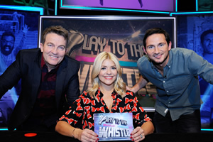 Play To The Whistle. Image shows from L to R: Bradley Walsh, Holly Willoughby, Frank Lampard. Copyright: Hungry Bear Media