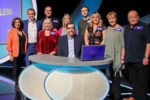 Pointless. Image shows from L to R: Mina Anwar, Alexander Armstrong, Judy Cornwell, Jeremy Gittins, Serena Evans, Richard Osman, Tom Basden, Kerry Godliman, Maggie Ollerenshaw, Tim Healy