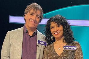 Pointless. Image shows left to right: Mark Steel, Shaparak Khorsandi