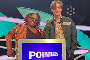 Pointless. Image shows left to right: Ninia Benjamin, Ed Byrne Pointless. Image shows left to right: Ninia Benjamin, Ed Byrne