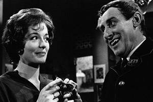 Postman's Knock. Image shows from L to R: Jean (Barbara Shelley), Harold Petts (Spike Milligan)