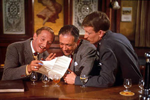 Raising The Wind. Image shows from L to R: Mervyn (Leslie Phillips), Sid (Sid James), Harry (Lance Percival). Copyright: STUDIOCANAL