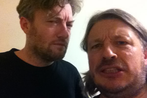 Richard Herring's Leicester Square Theatre Podcast. Image shows from L to R: Charlie Brooker, Richard Herring