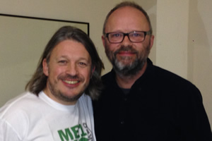Richard Herring's Leicester Square Theatre Podcast. Image shows from L to R: Richard Herring, Robert Llewellyn
