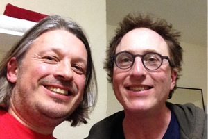 Richard Herring's Leicester Square Theatre Podcast. Image shows from L to R: Richard Herring, Jon Ronson