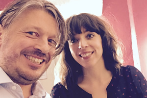 Richard Herring's Leicester Square Theatre Podcast. Image shows from L to R: Richard Herring, Bridget Christie