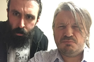 Richard Herring's Leicester Square Theatre Podcast. Image shows from L to R: Scroobius Pip, Richard Herring