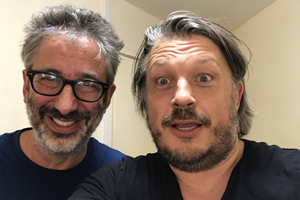 Richard Herring's Leicester Square Theatre Podcast. Image shows from L to R: David Baddiel, Richard Herring