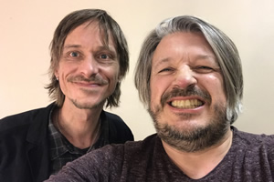 Richard Herring's Leicester Square Theatre Podcast. Image shows from L to R: Mackenzie Crook, Richard Herring