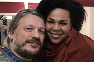 Richard Herring's Leicester Square Theatre Podcast. Image shows from L to R: Richard Herring, Desiree Burch