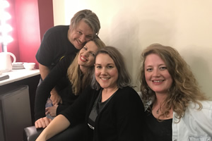 Richard Herring's Leicester Square Theatre Podcast. Image shows from L to R: Richard Herring, Catie Wilkins, Taylor Glenn, Hannah George