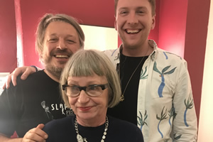 Richard Herring's Leicester Square Theatre Podcast. Image shows from L to R: Richard Herring, Esme Young, Joe Lycett