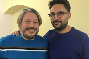 Richard Herring's Leicester Square Theatre Podcast. Image shows from L to R: Richard Herring, Sathnam Sanghera