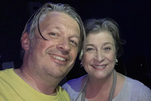 RHLSTP with Richard Herring. Image shows from L to R: Richard Herring, Caroline Quentin
