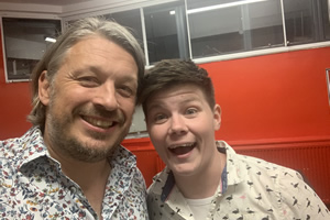 RHLSTP with Richard Herring. Image shows from L to R: Richard Herring, Grace Petrie