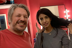 RHLSTP with Richard Herring. Image shows from L to R: Richard Herring, Konnie Huq