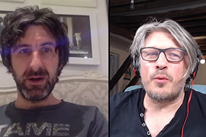 RHLSTP with Richard Herring. Image shows from L to R: Mark Watson, Richard Herring