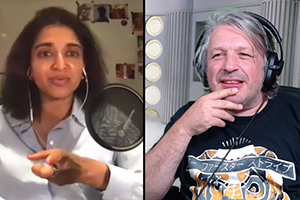 Image shows from L to R: Sindhu Vee, Richard Herring