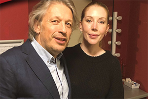 RHLSTP with Richard Herring. Image shows from L to R: Richard Herring, Katherine Ryan