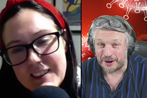 RHLSTP with Richard Herring. Image shows from L to R: Richard Herring, Gráinne Maguire