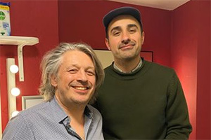 RHLSTP with Richard Herring. Image shows from L to R: Richard Herring, Jamie Demetriou