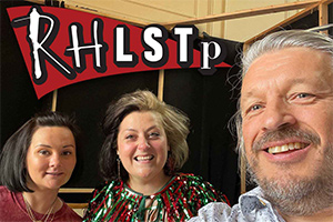 RHLSTP with Richard Herring. Image shows from L to R: Rachel Fairburn, Kiri Pritchard-McLean, Richard Herring