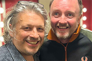 RHLSTP with Richard Herring. Image shows left to right: Richard Herring, Chris McCausland