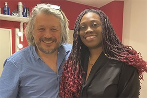 RHLSTP with Richard Herring. Image shows left to right: Richard Herring, Sikisa