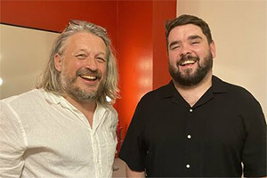 RHLSTP with Richard Herring. Image shows left to right: Richard Herring, Adam Rowe