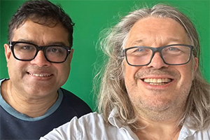 RHLSTP with Richard Herring. Image shows left to right: Paul Sinha, Richard Herring