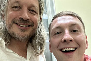 RHLSTP with Richard Herring. Image shows left to right: Richard Herring, Joe Lycett