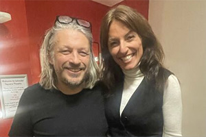 RHLSTP with Richard Herring. Image shows left to right: Richard Herring, Davina McCall