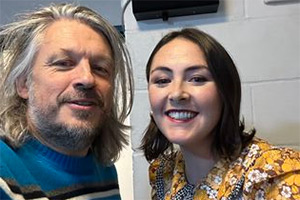 RHLSTP with Richard Herring. Image shows left to right: Richard Herring, Emma Sidi