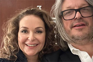 RHLSTP with Richard Herring. Image shows left to right: Julia Sawalha, Richard Herring