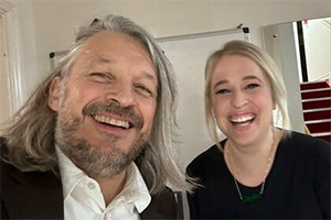 RHLSTP with Richard Herring. Image shows left to right: Richard Herring, Hayley Ellis